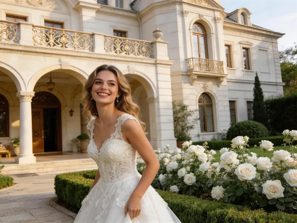 OEM double shoulder floor length wedding gown wholesale factory