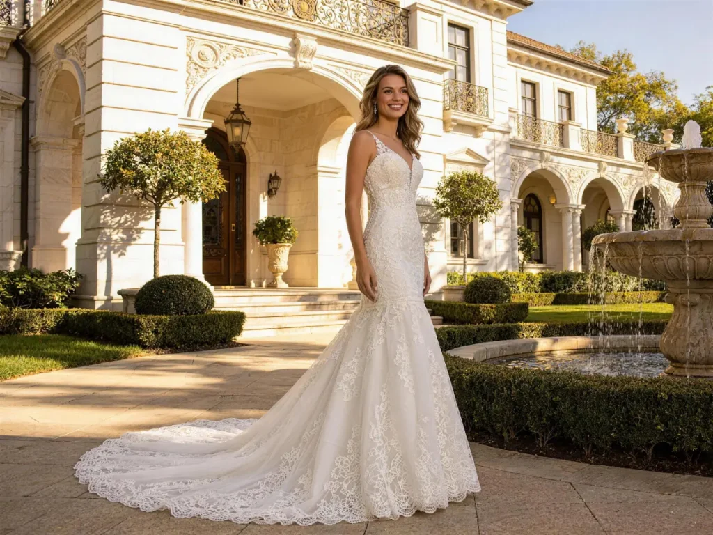 Short rhinestone bridal veil for a Halloween wedding
