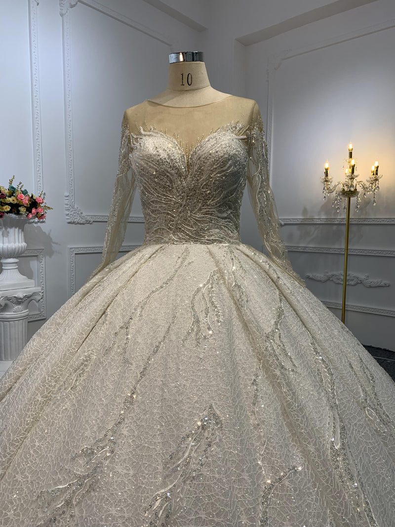 29784 #29784- The Luxury Heavy Beading Ball Gown With Long Train - wholesale wedding dress