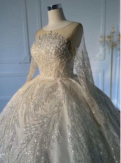 29807-OEM 29807-OEM IVORY COLOR SHIMMERING EMBROIDERY LACE BALL GOWN - wholesale wedding dress