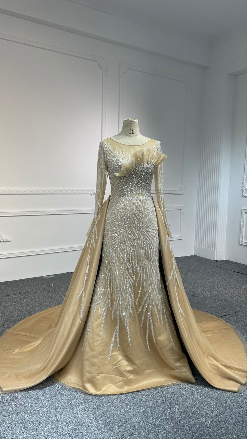 314A-OEM 314A-OEM PREFECT FIT CORSET WITH PEARL CHAIN DESIGN & GLASS REFLECTION SEQUINS MERMAID DRE… - wholesale wedding dress