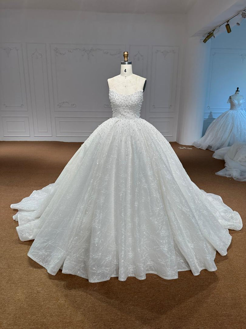 OEM-19 OEM-19 Beaded Ball Gown Wedding Dress – Sleeveless Full Skirt Bridal Gown with Back Lace-U… - wholesale wedding dress