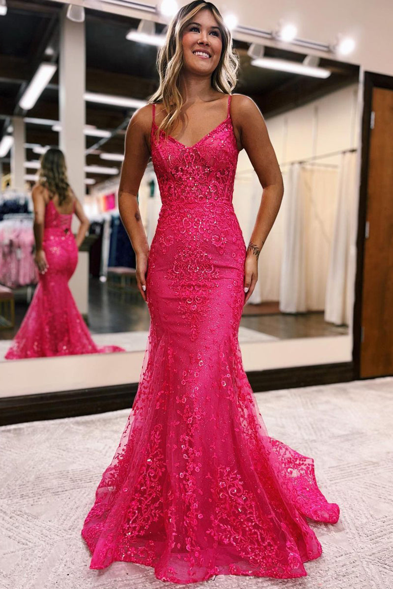 OEM-23 OEM-23 Mermaid evening dress with deep V neckline and spaghetti straps - wholesale wedding dress