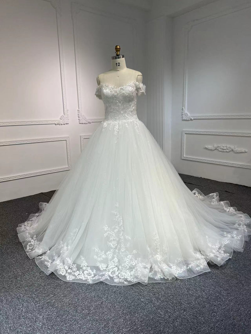 OEM-#29633 OEM #29633-2 SHOULDER STRAP HAND-BEADED LARGE CANOPY WEDDING DRESS - wholesale wedding dress