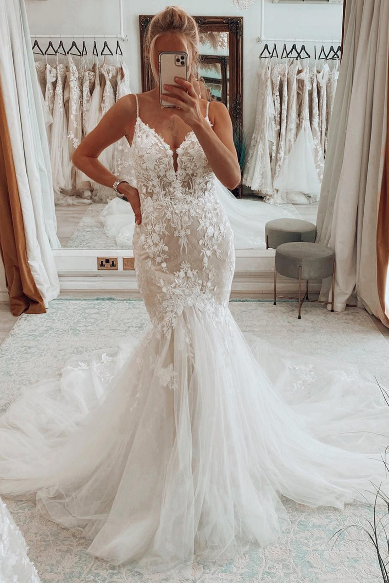OEM-31 OEM-31 Spaghetti straps, deep V neckline, mermaid dress - wholesale wedding dress