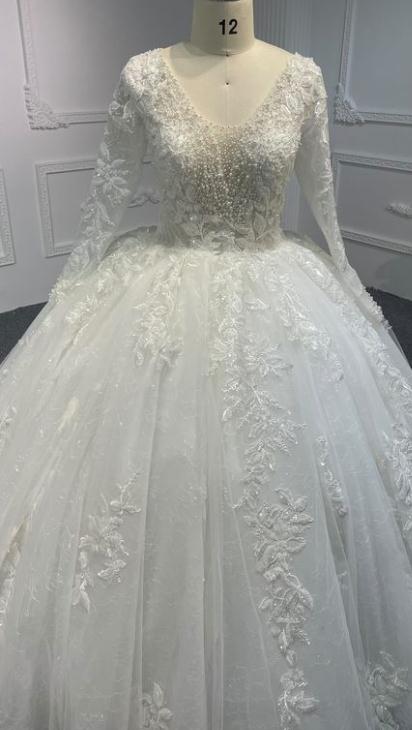 OEM001 OEM #OEM001 LUXURY V NECK FULL LACE BALL GOWN - wholesale wedding dress