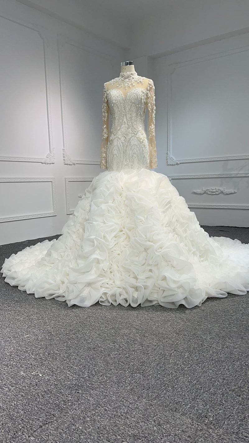 OEM006 OEM006 LUXURY MERMAID WEDDING DRESS WITH BUBBLE HEM. - wholesale wedding dress