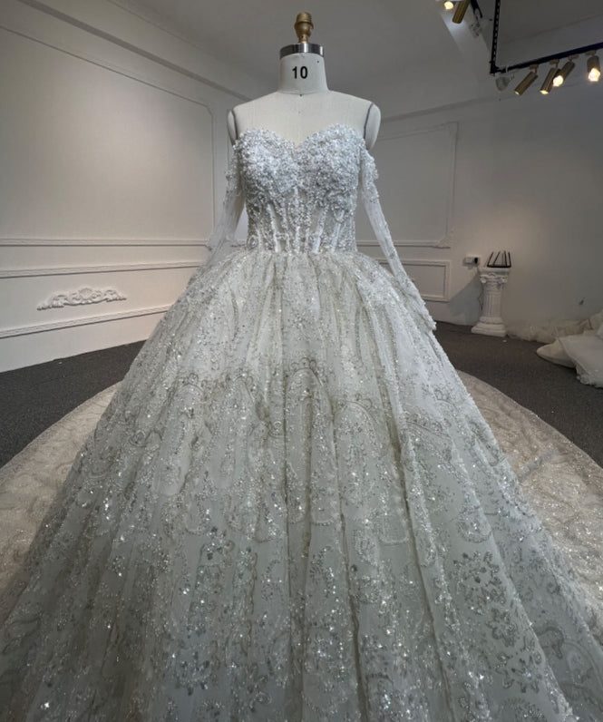 OEM24-19 OEM24-19 LUXURY STRAPLESS HEAVY BEADING BALL GOWN WEDDING DRESS - wholesale wedding dress