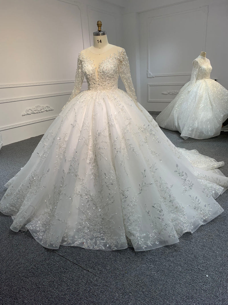 OEM24-2 OEM24-2 LONG-SLEEVED BEADED SEQUINS ARE NOBLE AND GORGEOUS DATUOW - wholesale wedding dress