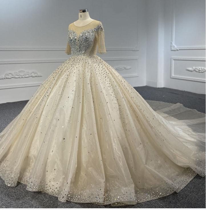 OEM24-33 OEM24-33 HEAVY THREE D DIAMOND SHINY BALL GOWN WEDDING DRESS - wholesale wedding dress