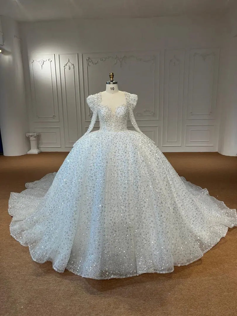 OEM26-12 OEM26-12 Custom Made White Long Sleeve Ball Gown Wedding Dress – Classic Bridal Gown Facto… - wholesale wedding dress
