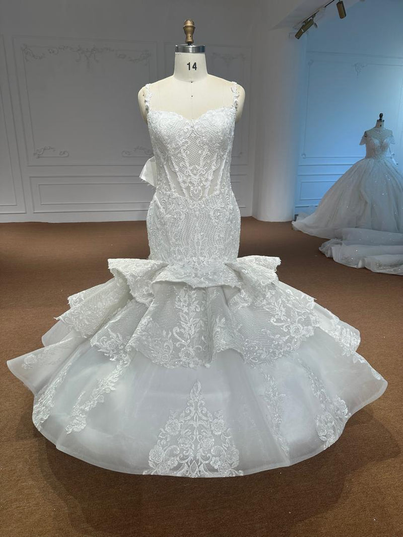 OEM26-22 OEM26-22 Convertible Long Sleeve Mermaid Wedding Dress – Strappy Fishtail Gown with Remova… - wholesale wedding dress