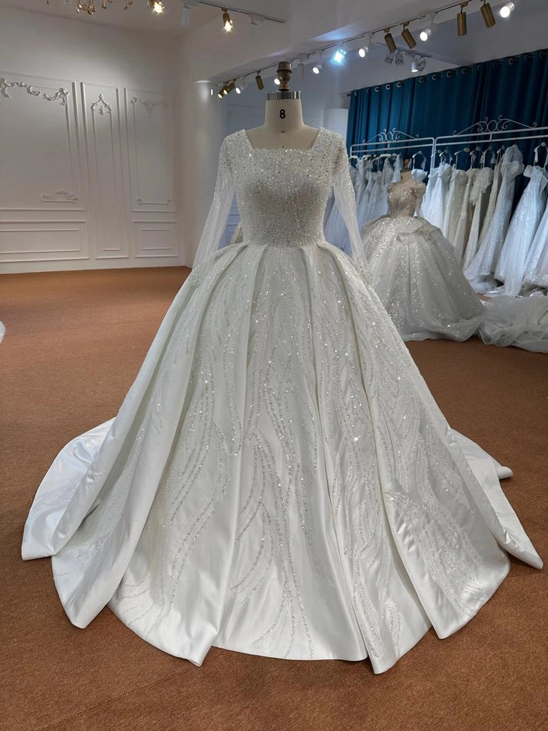 OEM26-4 OEM26-4 Long Sleeve Ball Gown Wedding Dress | Lace Corset Back Bridal Gown - wholesale wedding dress