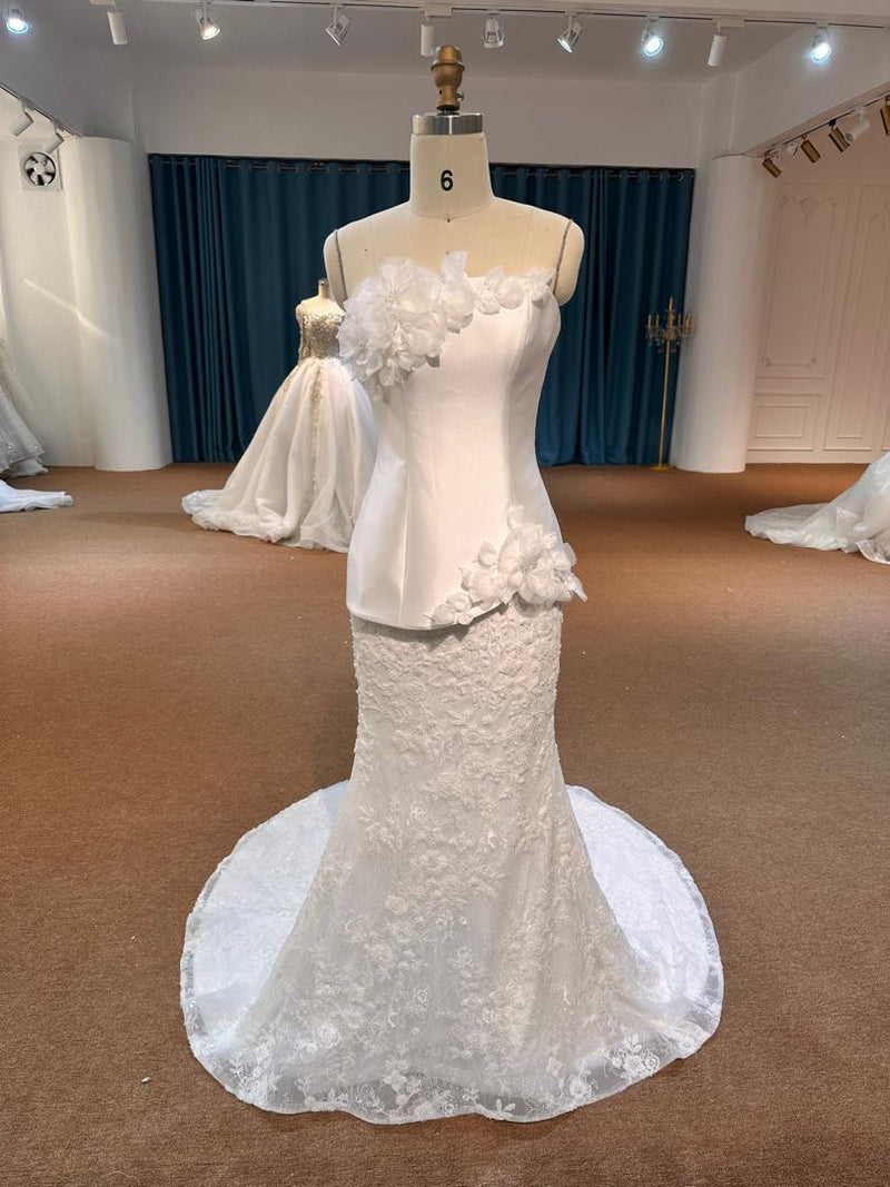 OEM26-47 OEM26-47 Sleeveless Satin and Lace Mermaid Wedding Dress – Fishtail Gown with lace up - wholesale wedding dress