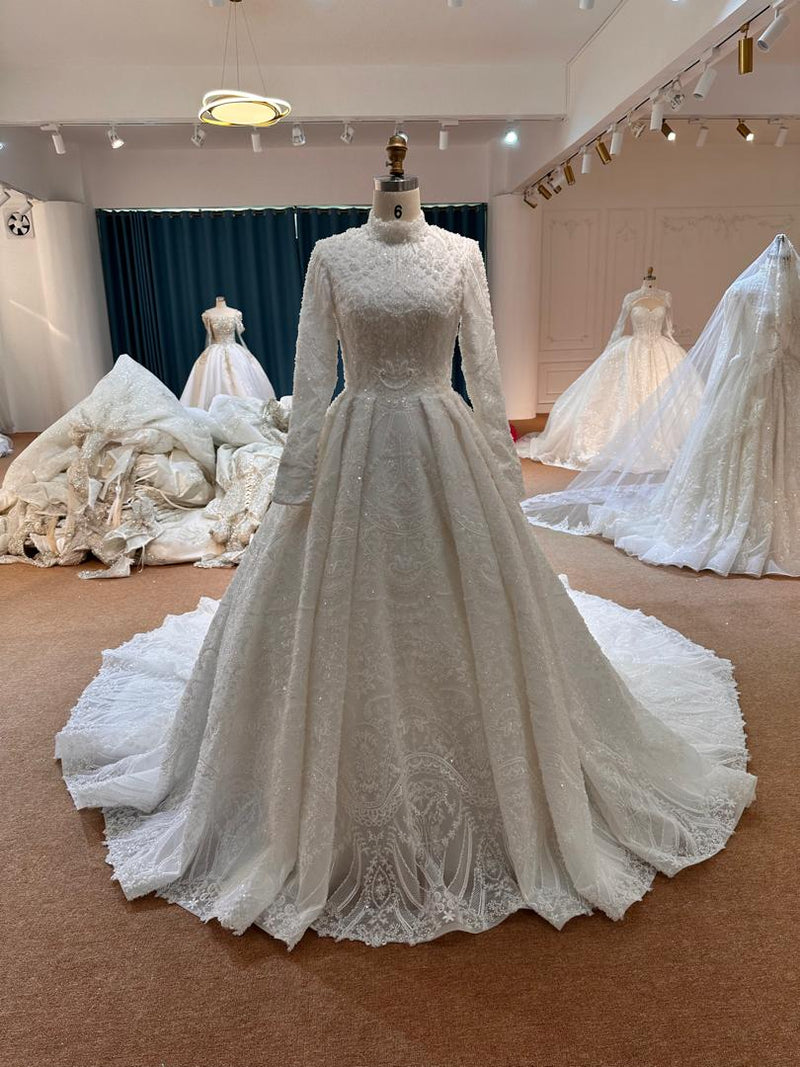OEM26-62 OEM26-62 Heavy Beaded Modest Muslim-FriendlyWedding Dress - wholesale wedding dress