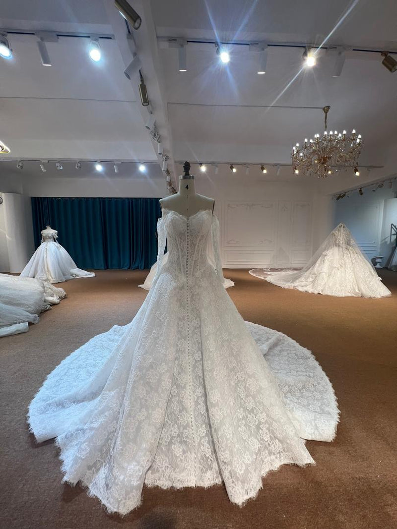 OEM26-64 OEM26-64 Convertible Sleeve A-Line Wedding Dress – Removable Sleeve Bridal Gown with Back… - wholesale wedding dress
