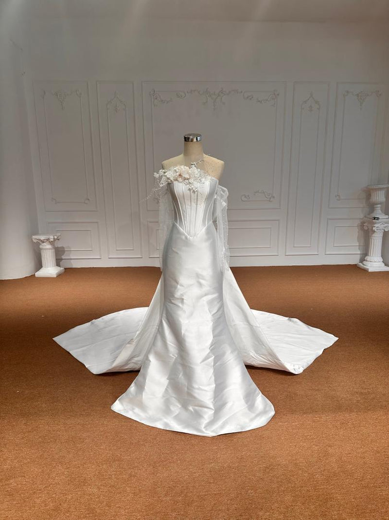 OEM26-83 OEM26-83 Off the Shoulder Mermaid Wedding Dress - Elegant Zipper Back Bridal Gown with Det… - wholesale wedding dress