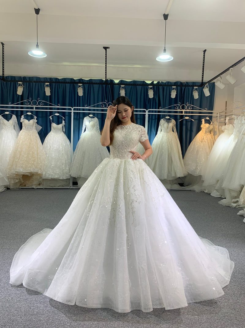 OEM26-903 OEM 2020 fashion style short sleeves wedding dress - wholesale wedding dress