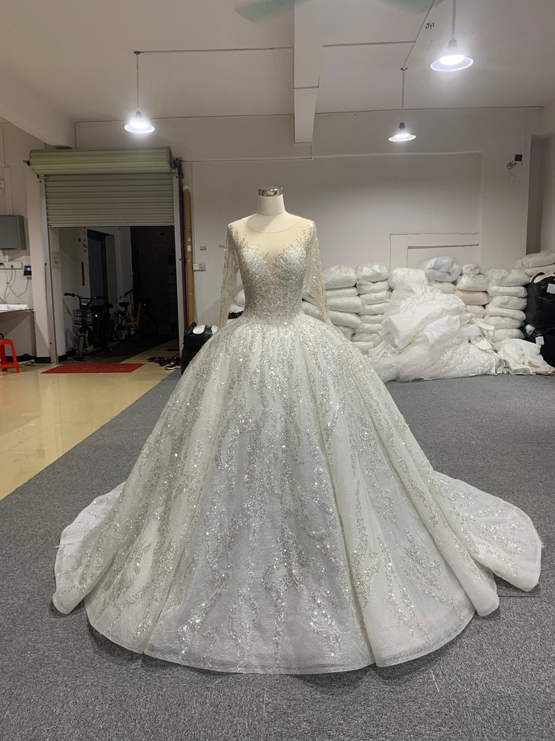 OEM26-908 OEM heavy beading long sleeves wedding dress - wholesale wedding dress