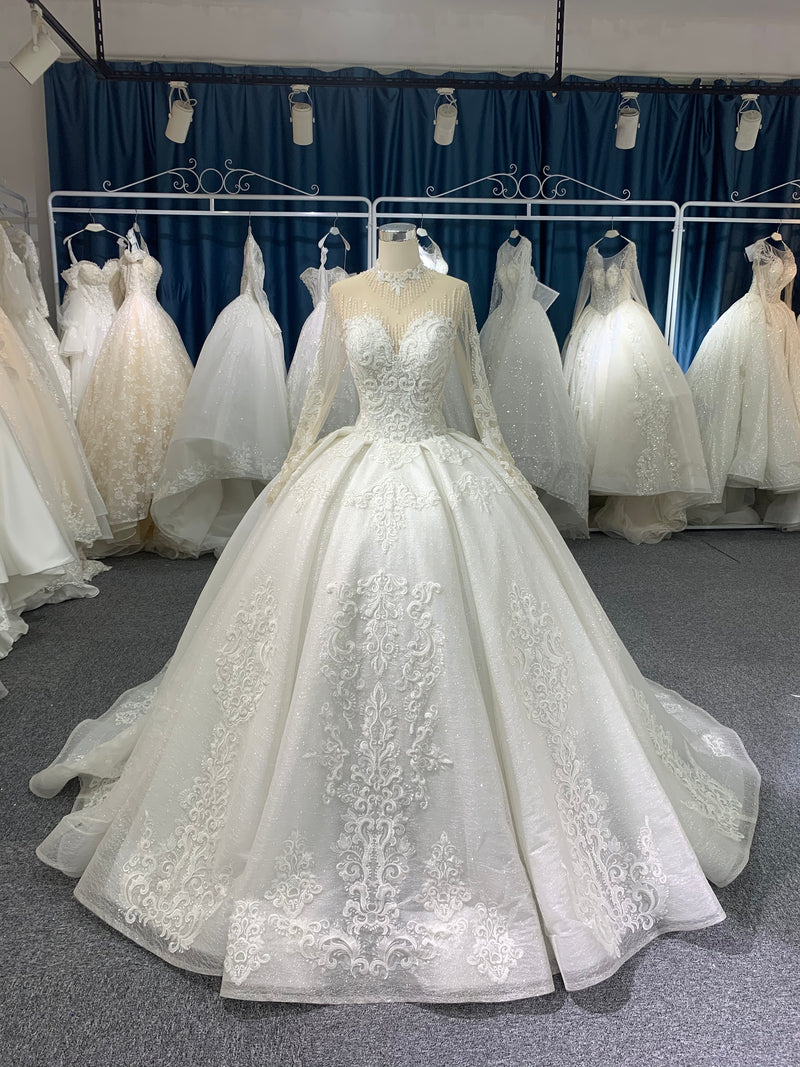 OEM26-912 OEM long sleeves high neck beaded wedding dress - wholesale wedding dress