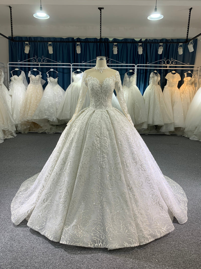 OEM26-914 OEM high neck long sleeves lace wedding dress - wholesale wedding dress