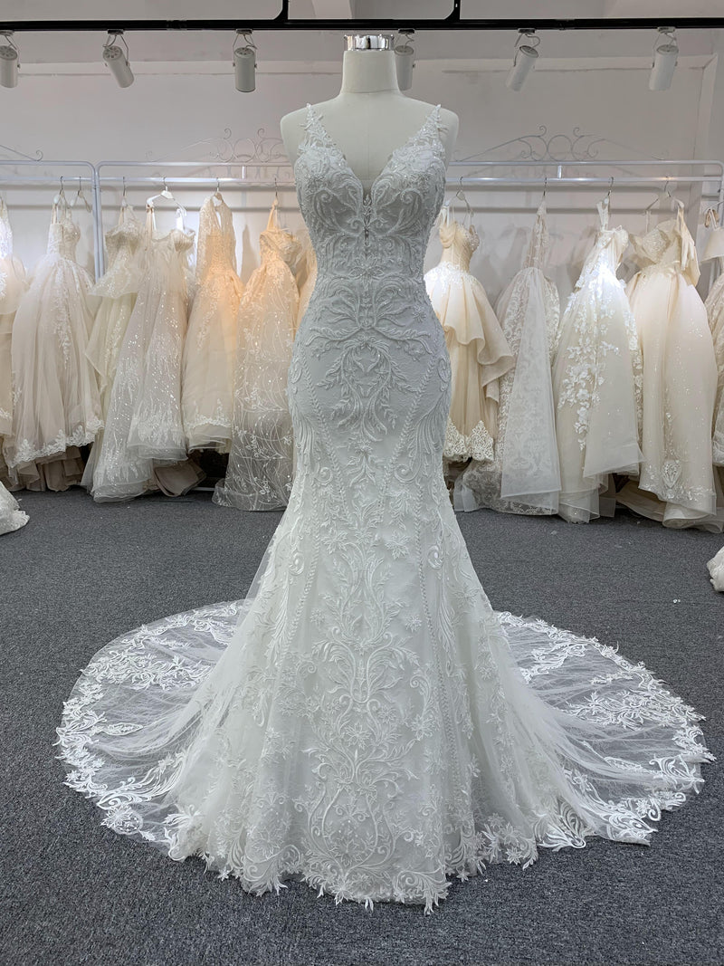 OEM26-917 OEM 2020 hot sale style lace beaded mermaid dress - wholesale wedding dress