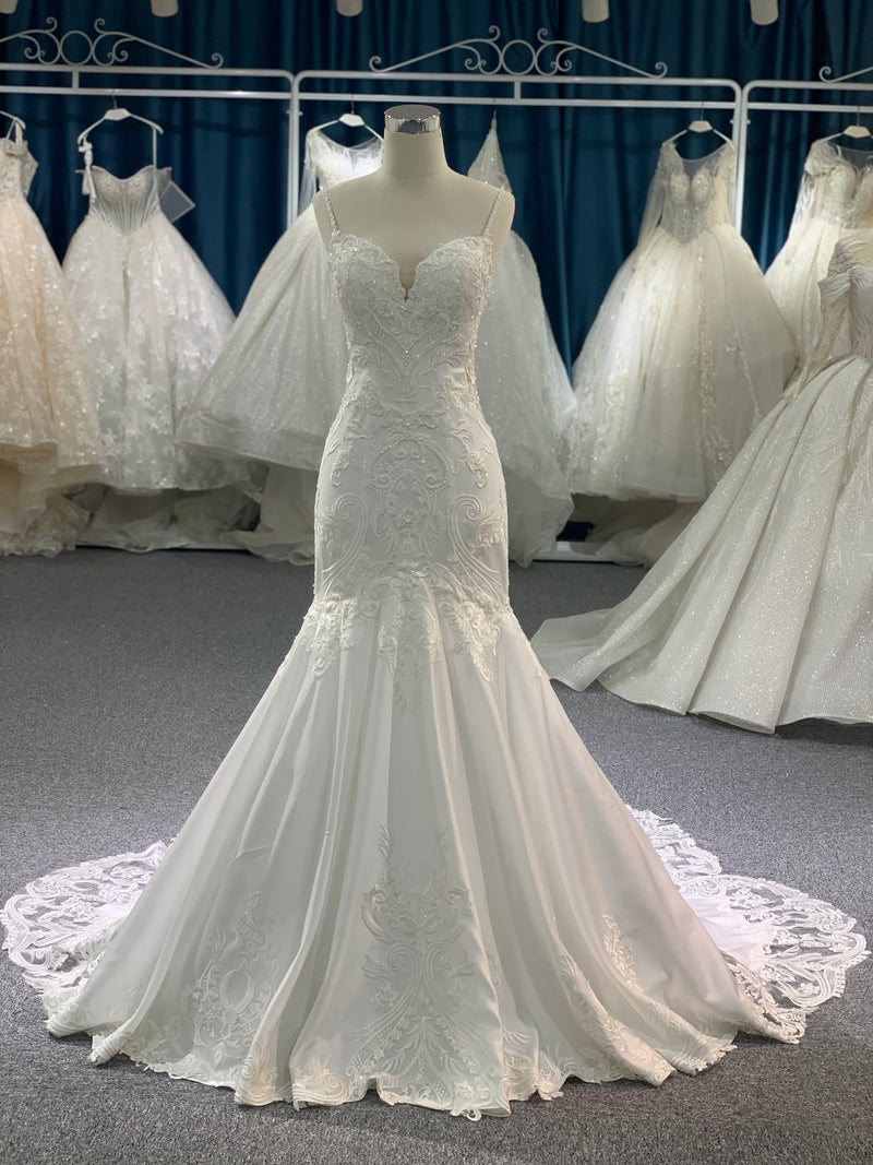 OEM26-918 OEM spaghetti sleeves sweetheart mermaid wedding dress - wholesale wedding dress