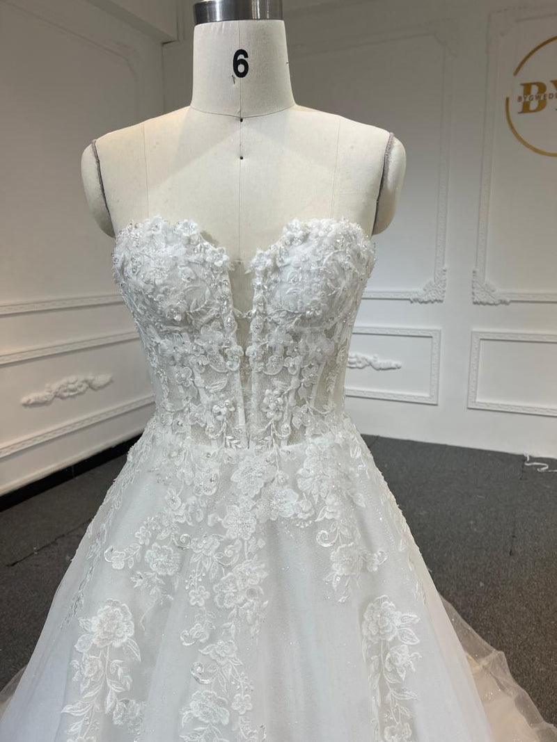 OEM503 OEM503 Beaded Strapless Sweetheart A-Line Wedding Dress - Luxury Bridal Gown - wholesale wedding dress