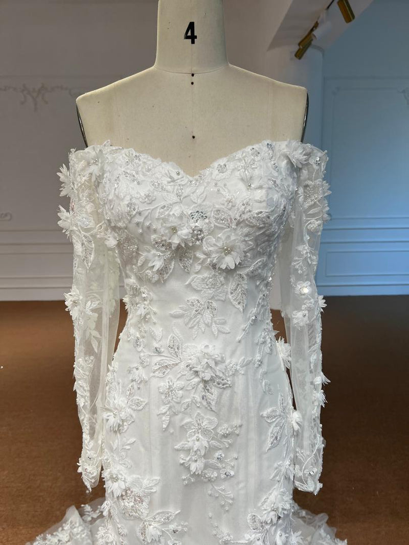 OEM604 OEM604 Long Sleeve Backless Mermaid Wedding Dress - Corset Lace-Up Bridal Gown - wholesale wedding dress