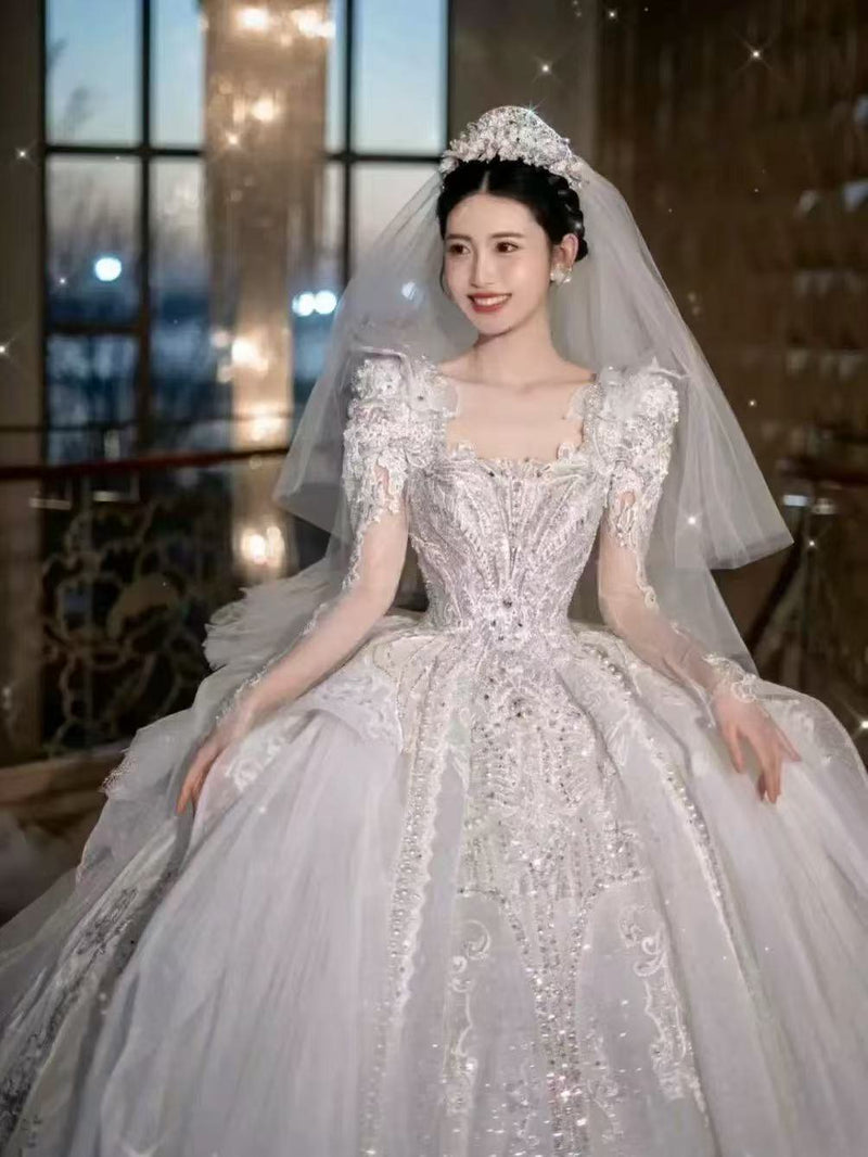 DIVINE-02 DIVINE 02 EXAGGERATED REGAL WITH LAXURIOUS LAYERS OF GATHERED TULLE WEDDING DRESS - wholesale wedding dress