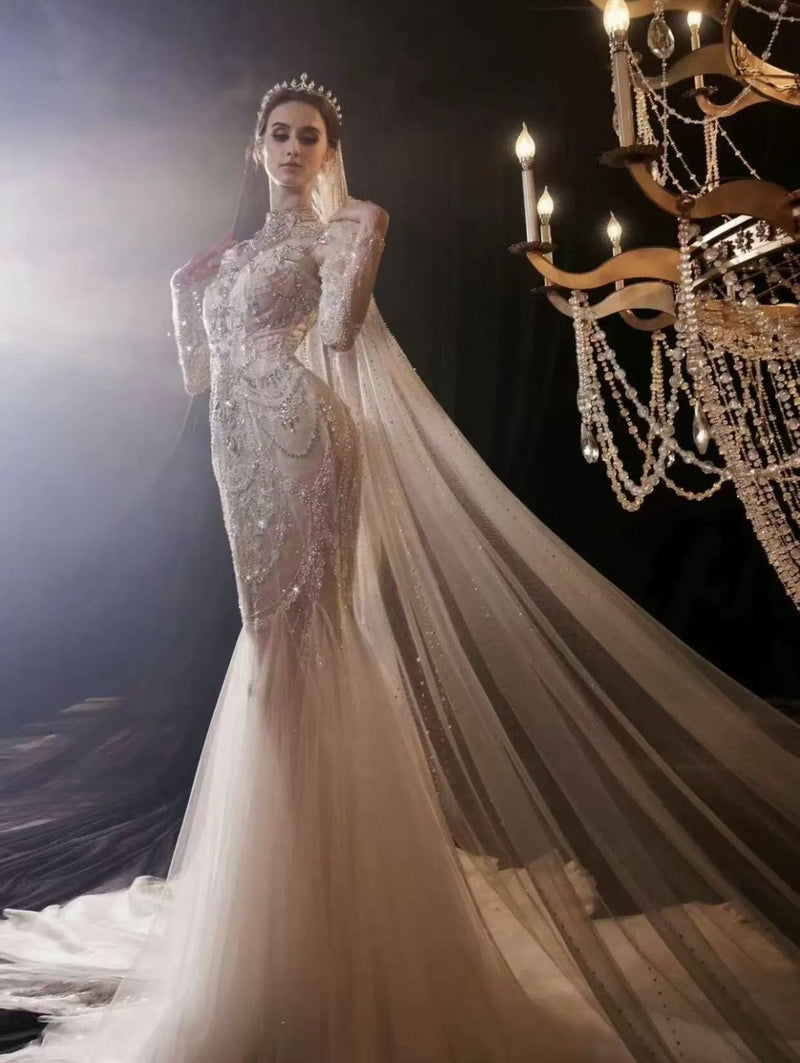DIVINE-06 DIVINE 06 EXAGGERATED FISHTAIL WITH LUXURIOUS LAYERS OF GATHERED TULLE BALL GOWN - wholesale wedding dress