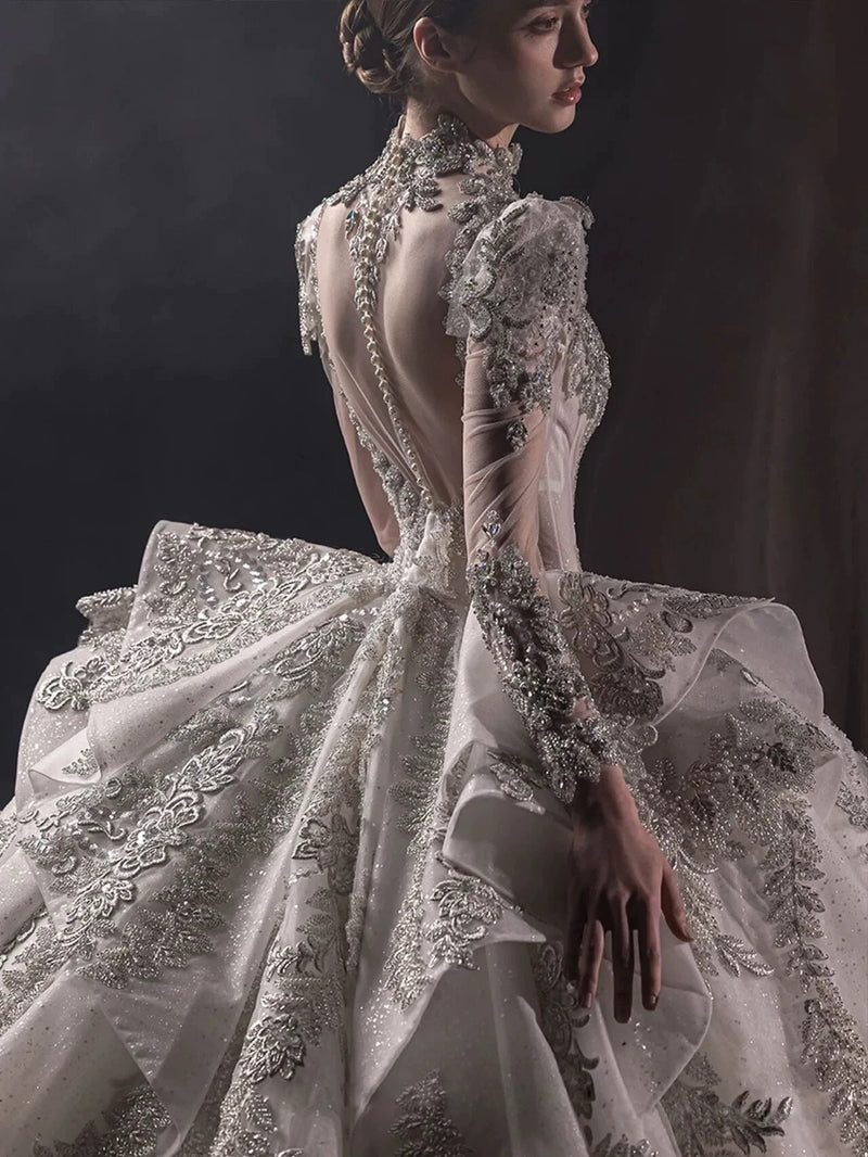 DIVINE-10 DIVINE 10 ORNATE 3D RUCHED COREST BODICE BALL GOWN - wholesale wedding dress