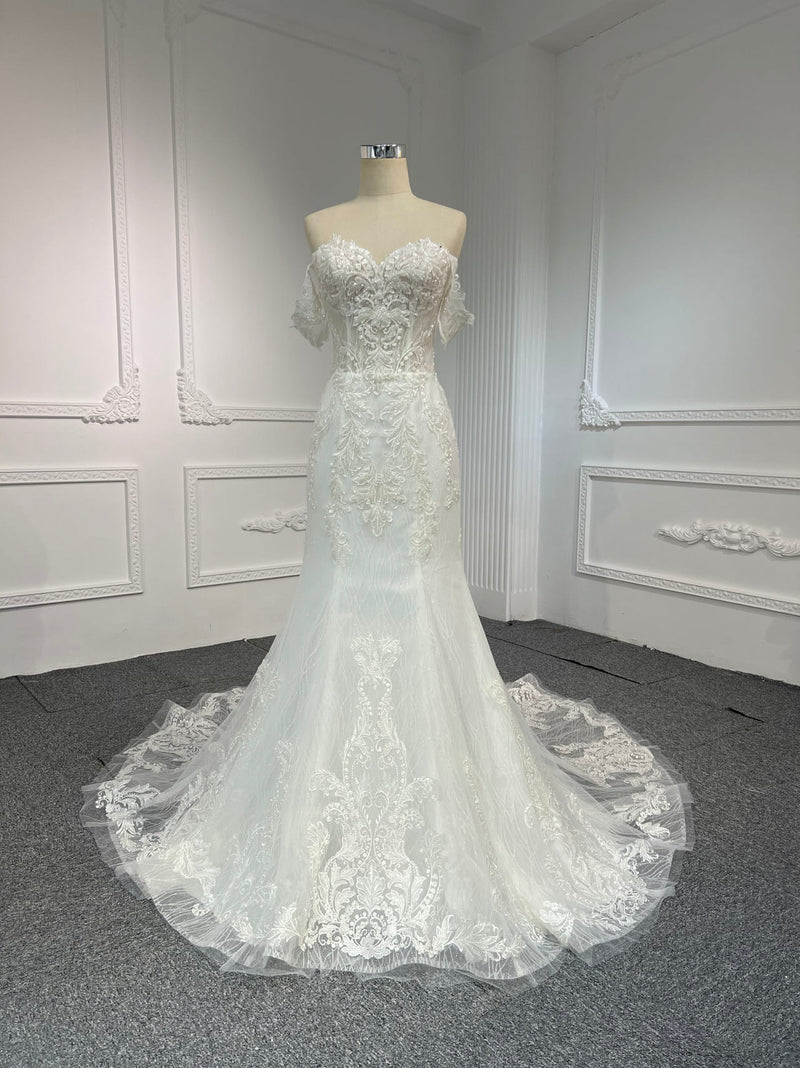 LB45 OEM#LB45 HOT SALING LACE BEADING MERMAID WEDDING DRESS - wholesale wedding dress