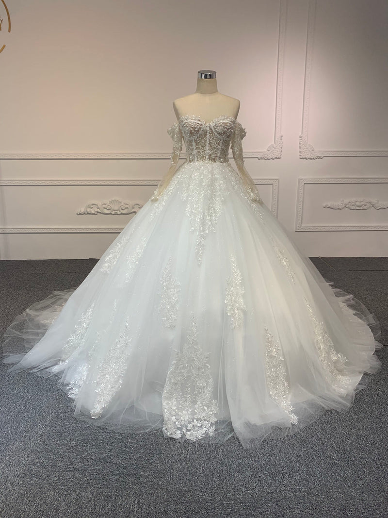 PD029 OEM#PD029 ELEGANCE STRAPLESS LACE WEDDING DRESS - wholesale wedding dress