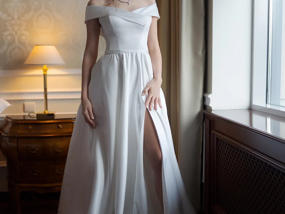 Elegant ivory wedding dress gown for founders starting their own wedding dress brand