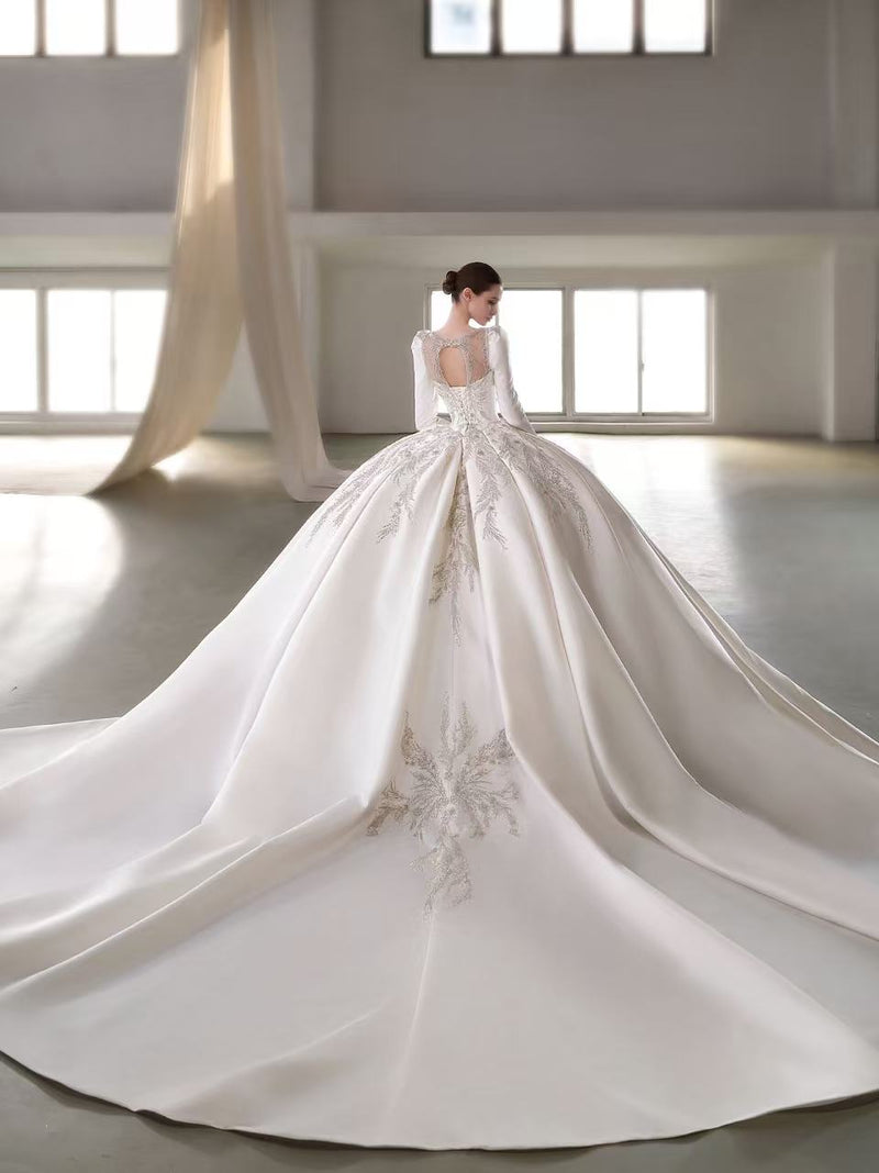 X25-87 X25-87 STRAPLESS SATIN WEDDING DRESS ADORNED WITH CRYSTALS - wholesale wedding dress