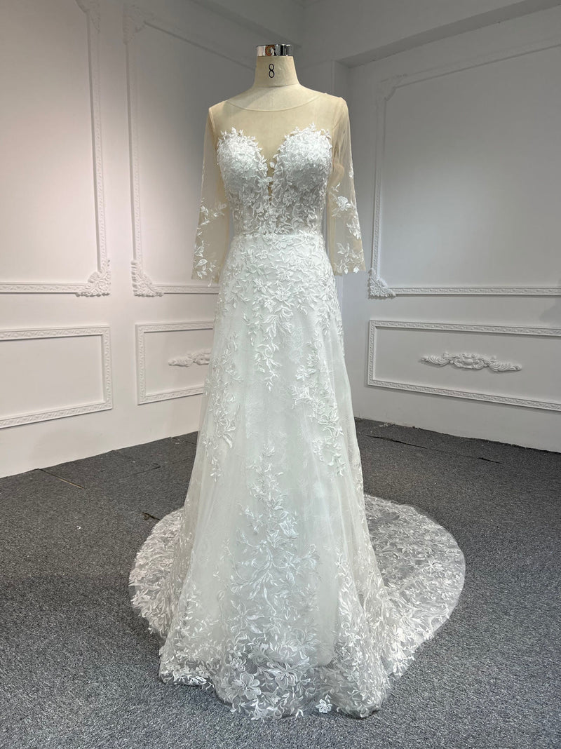 Y2301 OEM#Y2301 LACE BEADINGS A LINE WEDDING DRESS - wholesale wedding dress