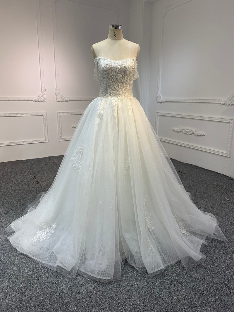 Y2312 OEM#Y2312 HOT SALING LACE BEADING A-LINE WEDDING DRESS - wholesale wedding dress