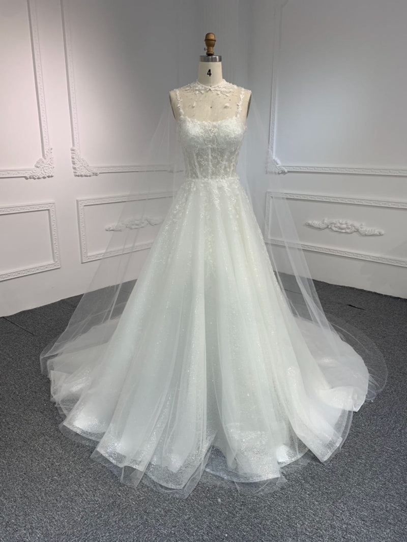Y2326 OEM#Y2326 LACE BEADINGS A LINE WEDDING DRESS WITH shawl - wholesale wedding dress