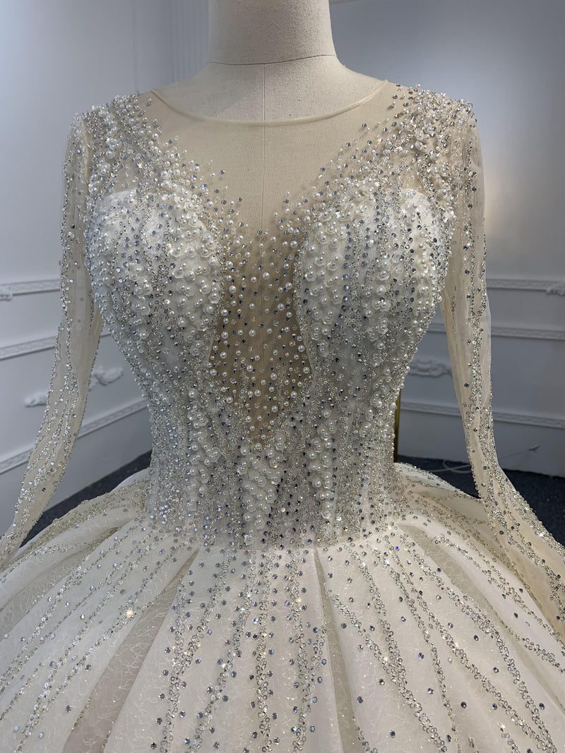 Z039 Z039-OEM OWN DESIGN WITH SPEICAL NECKLINE AND LUXURIOUS BEADING LACE BALL GOWN - wholesale wedding dress