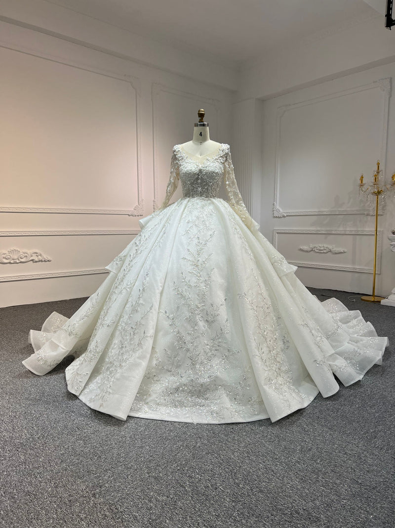 Z310 OEM#Z310 LUXURY LAYERING LONG SLEEVES WEDDING DRESS - wholesale wedding dress