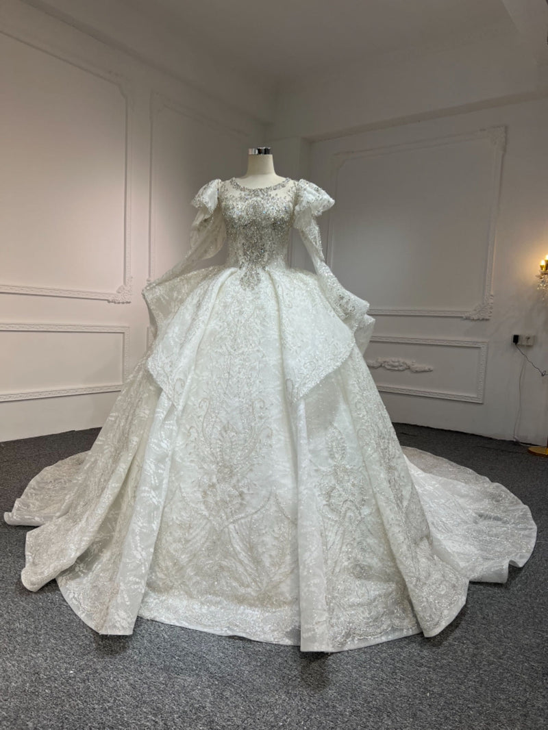 Z313 OEM#Z313 LUXURY LAYERING LONG SLEEVES WEDDING DRESS - wholesale wedding dress