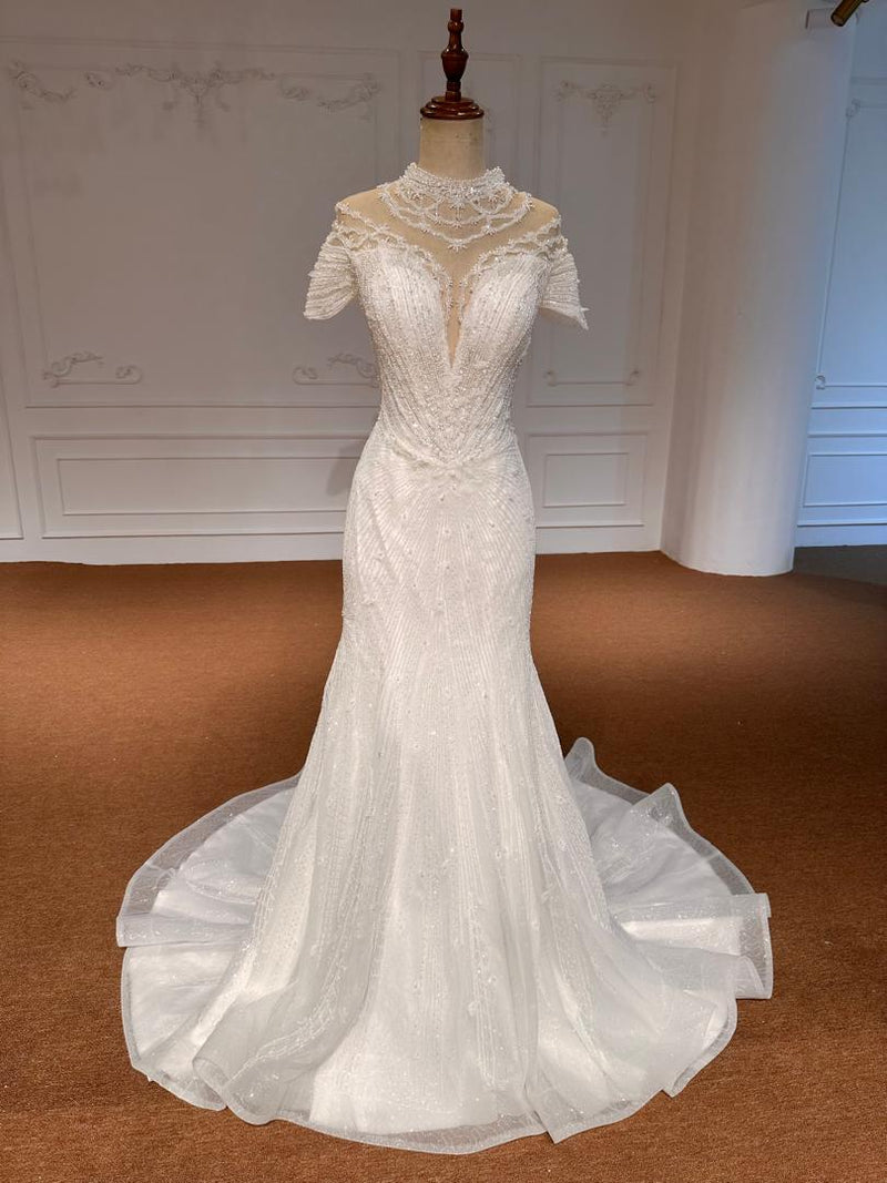 Z357-A Z357-A Luxury Beaded Mermaid Wedding Dress with Detachable Train - wholesale wedding dress